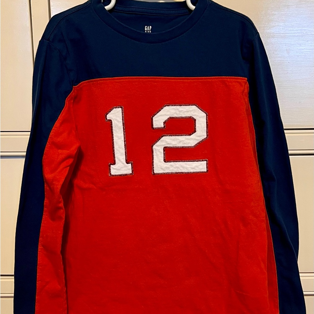 GAP Kids Navy and Orange Long Sleeve Tee